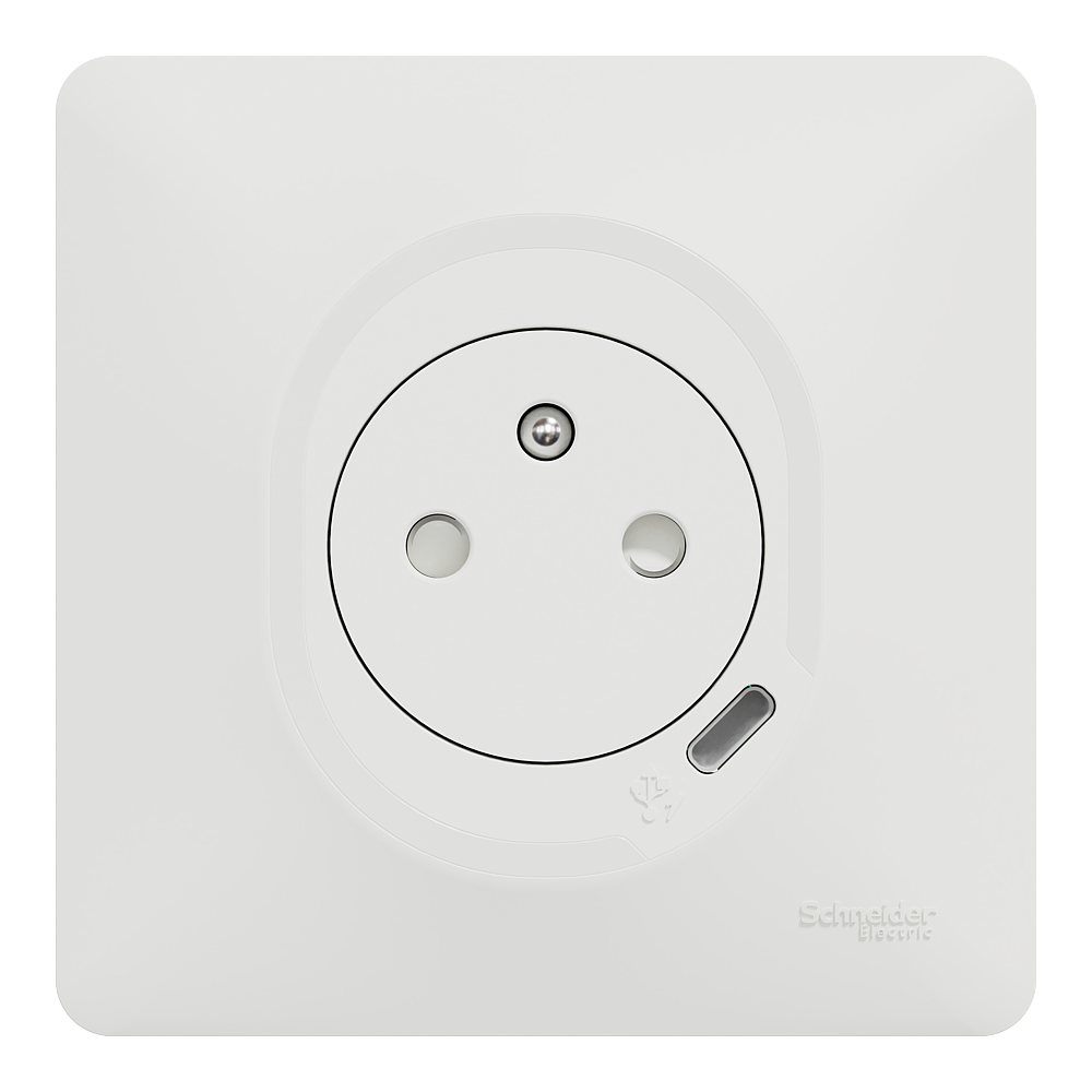 Combi 2P+T affl + USB-C Blanc